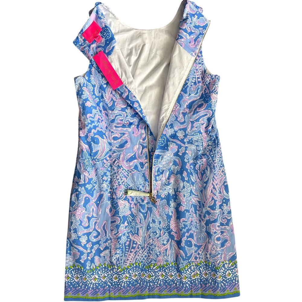 Lilly‎ Pulitzer Mika Stretch Shift Boca Blue Sea What I Sea Dress Size 12 - Picture 9 of 12